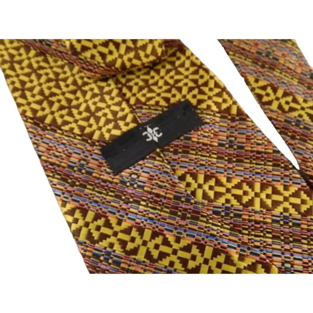 Vintage Wide Tie, Maroon, Tan and Brown Patterned and Textured Necktie